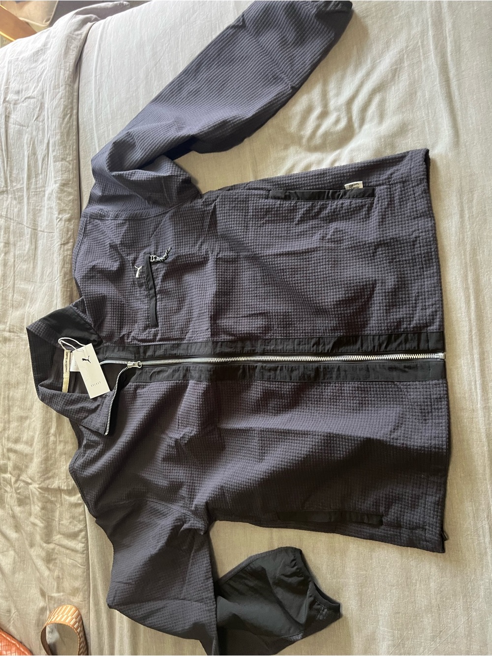 Mens puma MMQ waffle jacket (632303 96) flat dark grey size medium